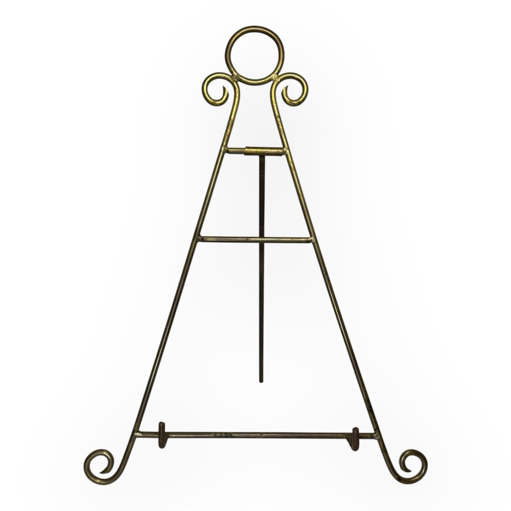 Vintage Solid Brass Adjustable Display Easel Stand Plate Book Art Holder 17–19"